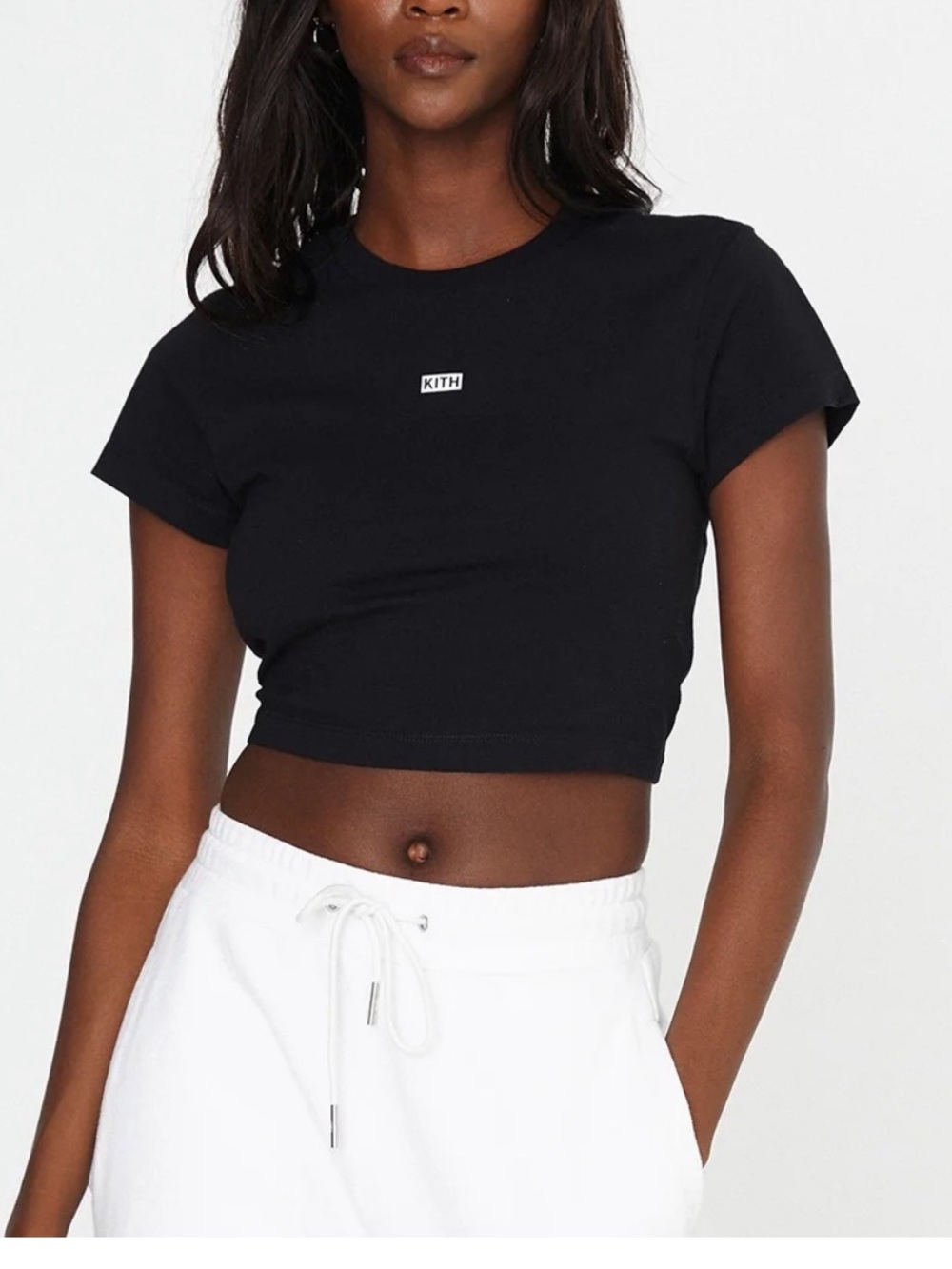 Kith women’s black baby tee crop top Size L